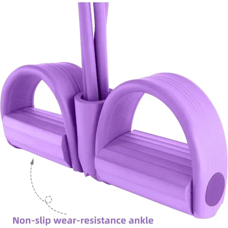 4/6 Level Resistance Elastic Bands with Non Slip Handles for Home Fitness, Abdominal Muscle Training, Yoga, Pilates Workout
