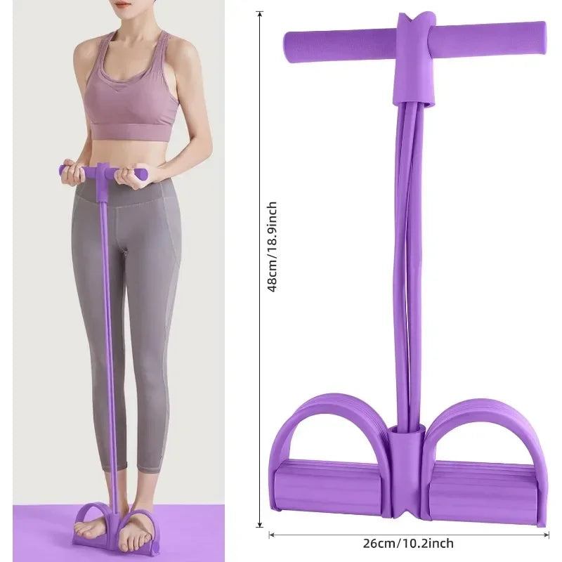 4/6 Level Resistance Elastic Bands with Non Slip Handles for Home Fitness, Abdominal Muscle Training, Yoga, Pilates Workout