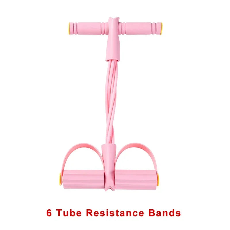 4/6 Level Resistance Elastic Bands with Non Slip Handles for Home Fitness, Abdominal Muscle Training, Yoga, Pilates Workout
