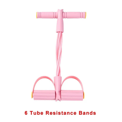 4/6 Level Resistance Elastic Bands with Non Slip Handles for Home Fitness, Abdominal Muscle Training, Yoga, Pilates Workout