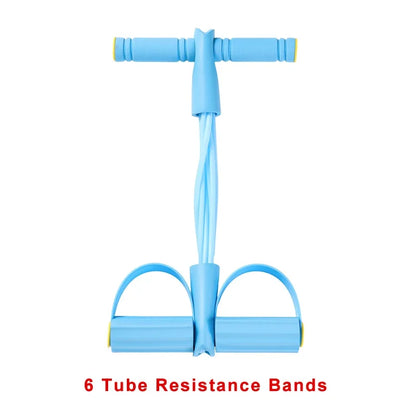 4/6 Level Resistance Elastic Bands with Non Slip Handles for Home Fitness, Abdominal Muscle Training, Yoga, Pilates Workout