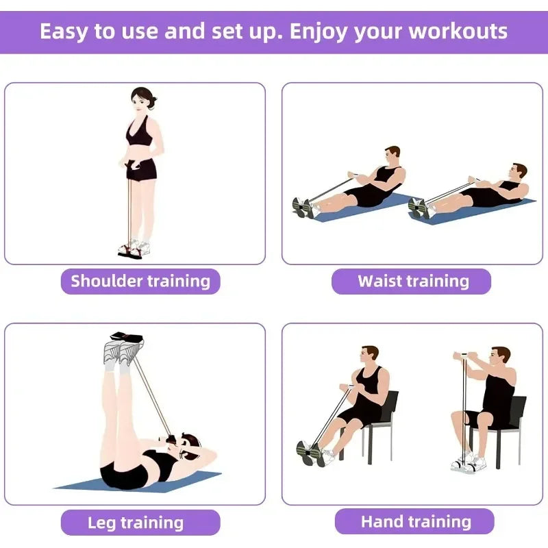 4/6 Level Resistance Elastic Bands with Non Slip Handles for Home Fitness, Abdominal Muscle Training, Yoga, Pilates Workout