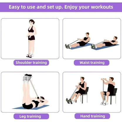 4/6 Level Resistance Elastic Bands with Non Slip Handles for Home Fitness, Abdominal Muscle Training, Yoga, Pilates Workout