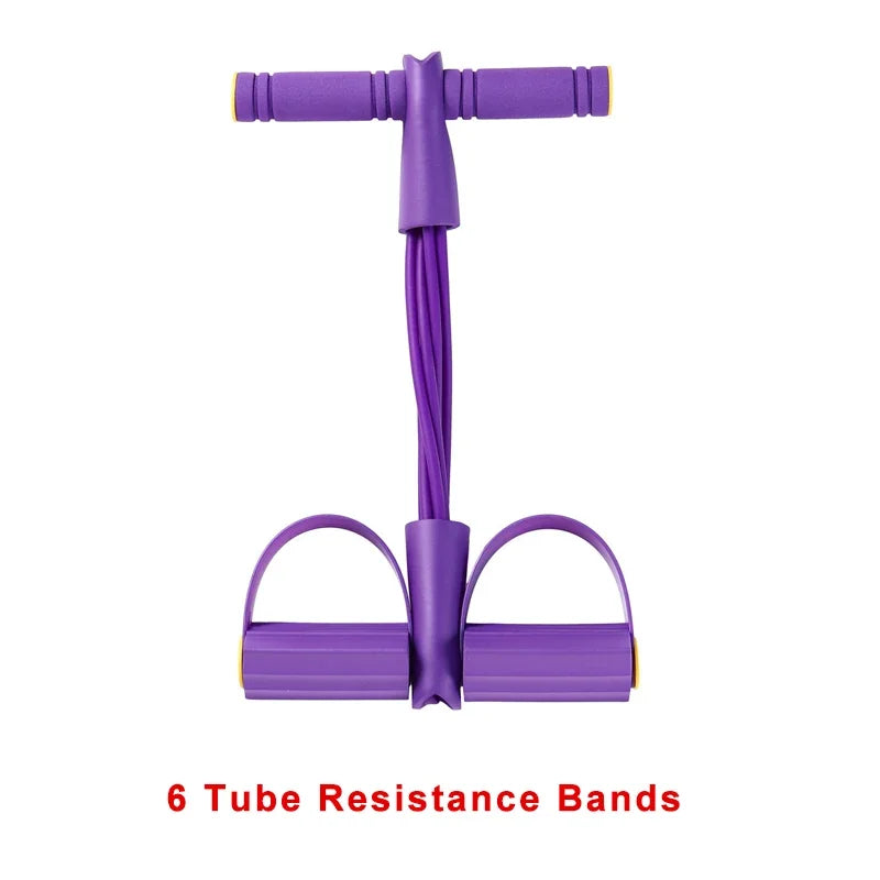 4/6 Level Resistance Elastic Bands with Non Slip Handles for Home Fitness, Abdominal Muscle Training, Yoga, Pilates Workout